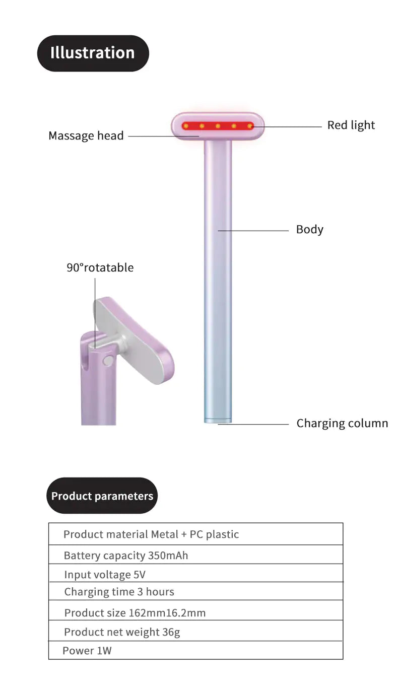 LumiGlow Facial Red Light Therapy Wand